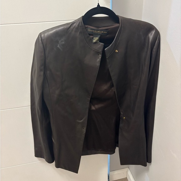 Donna Karen Signature Women’s Brown Lambskin Leather Jacket Size 4 - Picture 1 of 3